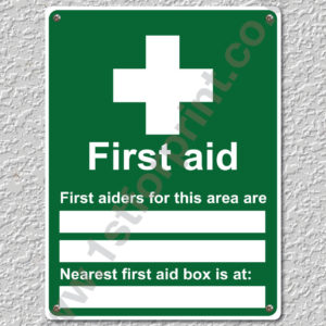 1 First Aider Info Health & Safety Metal Wall Sign A5 Printed High Quality