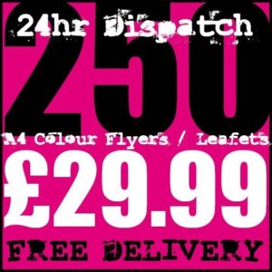 250 A4 Full Colour Digital Printed Flyers / Leaflets High Quality 24hr Dispatch