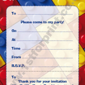 60 Blank Construction Brick Childrens Kids Birthday Party Invitations Boys/Girls