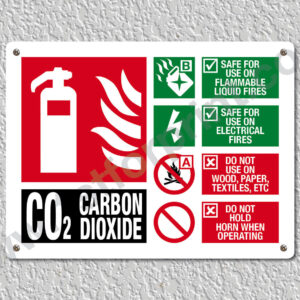 CO2 Fire Extinguisher Metal Wall Sign A5 Printed High Quality