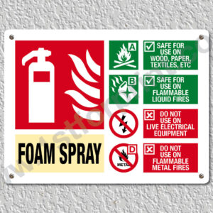 FOAM Fire Extinguisher Metal Wall Sign A5 Printed High Quality