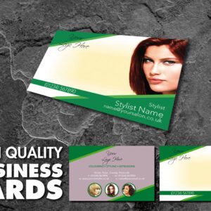 Full Colour Double Sided Business Cards for Hair Salon Green Design BCard_00078