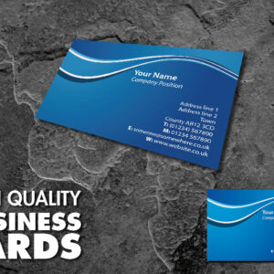 Full Colour Single Sided Business Cards Simple Blue Wave Design BCard_00070