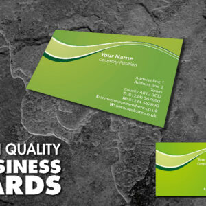 Full Colour Single Sided Business Cards Simple Green Wave Design BCard_00071