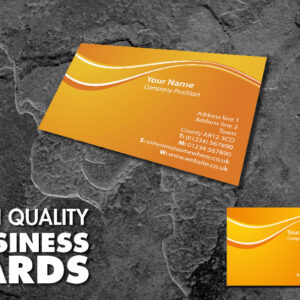 Full Colour Single Sided Business Cards Simple Orange Wave Design BCard_00072
