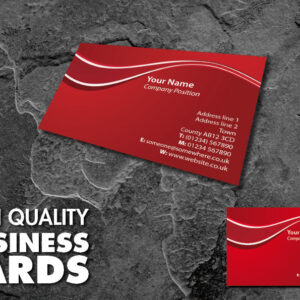Full Colour Single Sided Business Cards Simple Red Wave Design BCard_00069