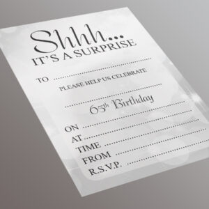 Surprise 65th Birthday Party - 20 A5 Invitation Pack