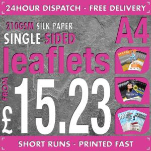 100 A4 Flyers / Leaflets - Full Colour - SINGLE SIDED - 24hr Dispatch - 210gsm Silk