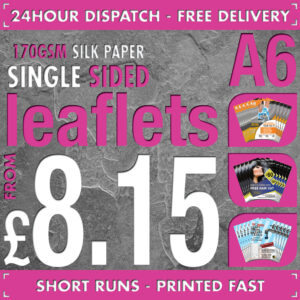 100 A6 Flyers / Leaflets - Full Colour - SINGLE SIDED - 24hr Dispatch - 170gsm Silk