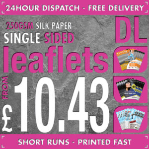 100 DL Flyers / Leaflets - Full Colour - SINGLE SIDED - 24hr Dispatch - 250gsm Silk