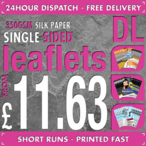 100 DL Flyers / Leaflets - Full Colour - SINGLE SIDED - 24hr Dispatch - 350gsm Silk